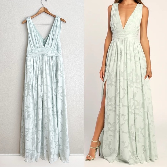 Sweet Sophistication Sage Green Burnout Floral Maxi Dress